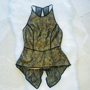 BCBGMaxazria Metallic Lace Top